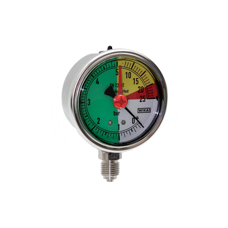 Manometro bar 0-5-20-25 raccordo inf. o post. 1/4" WIKA AF-67011401525F